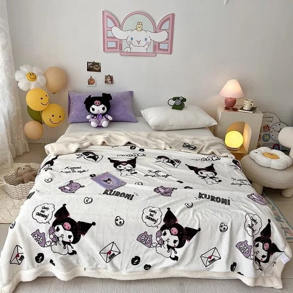 Sanrio My Melody Kuromi Hello Kitty Plush Blanket Autumn Winter Thicken Keep Warm Air Conditioning Blanket Cute Bedding Gifts