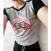 Sanrio My Melody Pink Graphic T Shirts Aesthetic Summer Original Y2k Top Women Clothing Gothic Kawaii Clothes Harajuku Tops Tee