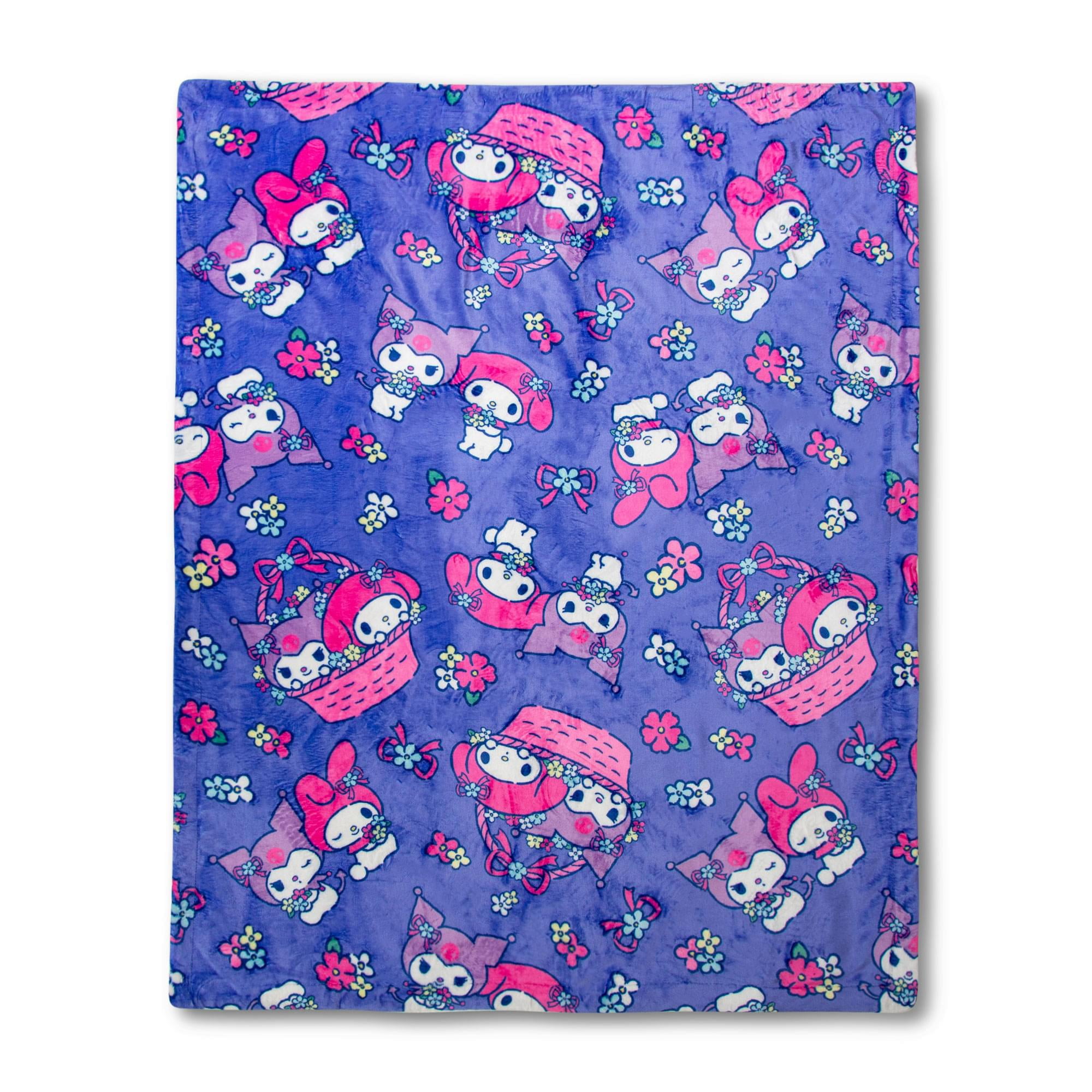 Northwest Sanrio My Melody and Kuromi Flower Baskets Throw Blanket