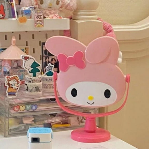 Sanrio Mymelody Cartoon Desktop Mirror Desktop Make-Up Mirror Dressing Table Reversible Vanity Mirror Gifts for Girls