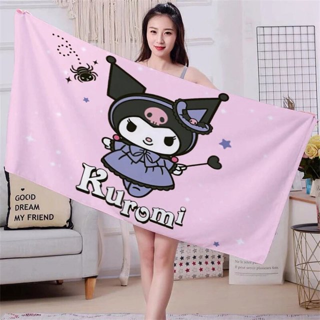 Sanrio New Cartoon Kuromi Hello Kitty My Melody Cute Beach Towel