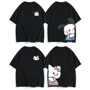 Sanrio New Couple Design T-shirts Women Hello Kitty Men Pochacco Cute Tops 2 Piece Y2k Summer Short Sleeve Fashion Loose Tees