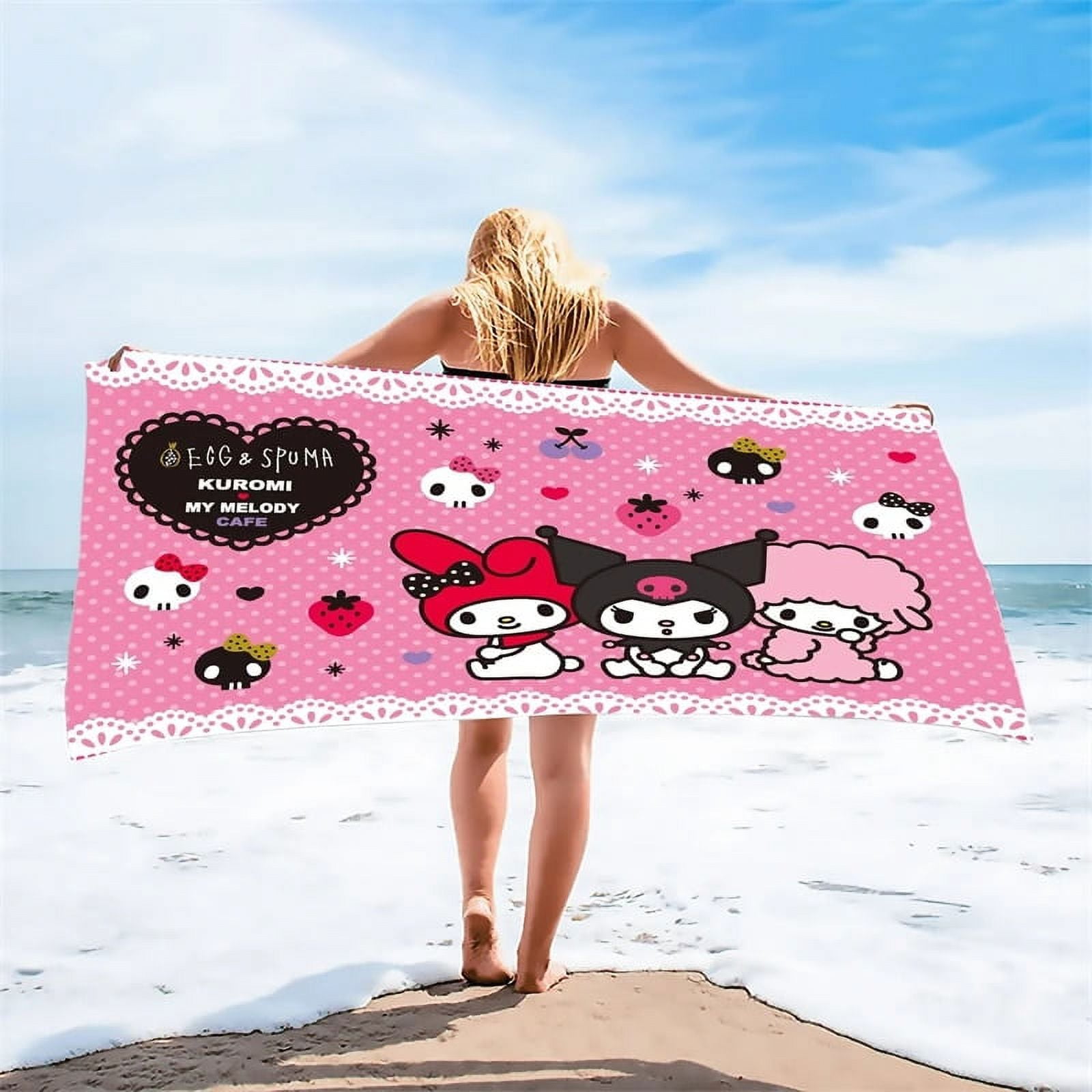 Sanrio New Hello Kitty Kuromi Cute Beach Towel Microfiber Bath Towel 