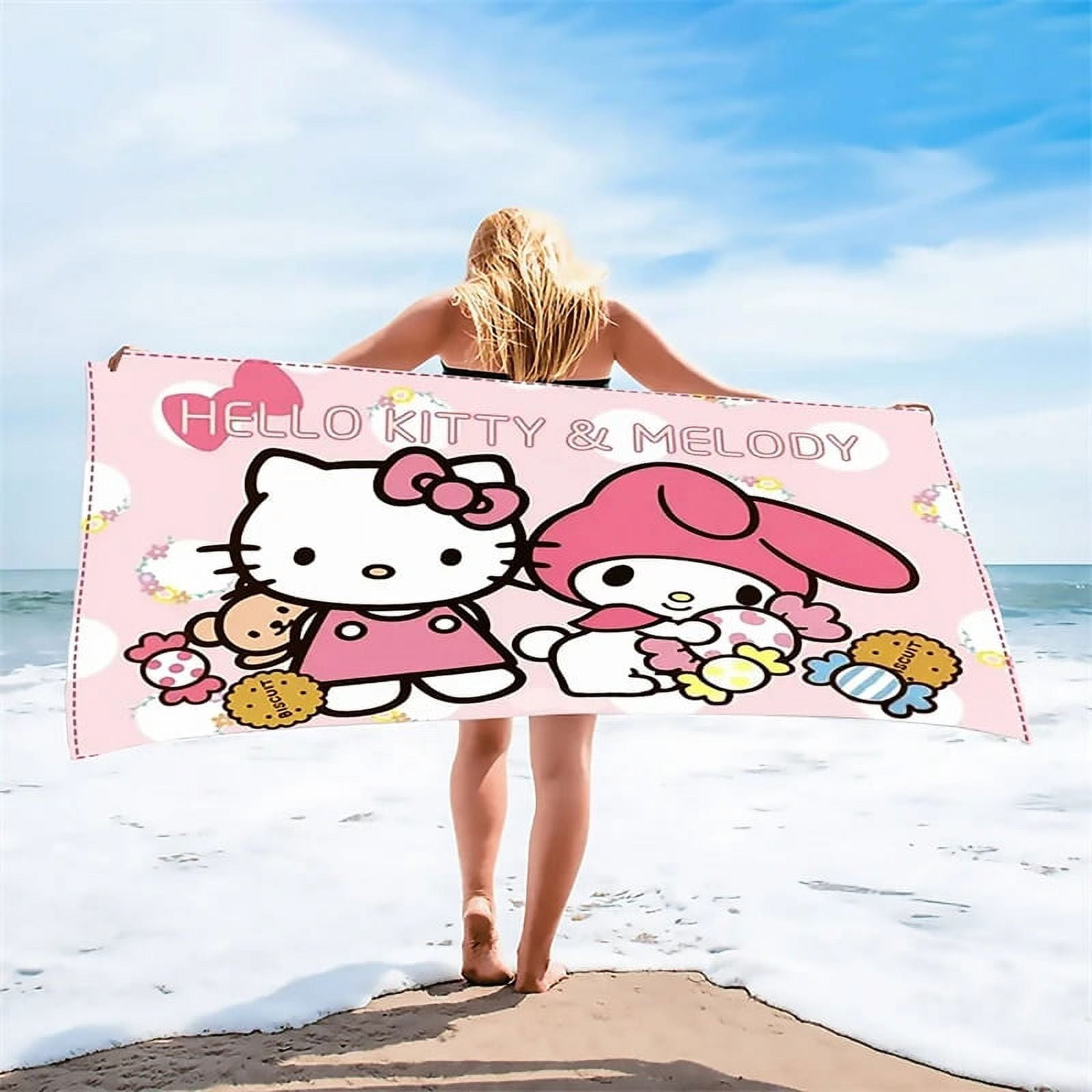 Sanrio New Hello Kitty Kuromi Cute Beach Towel Microfiber Bath Towel ...