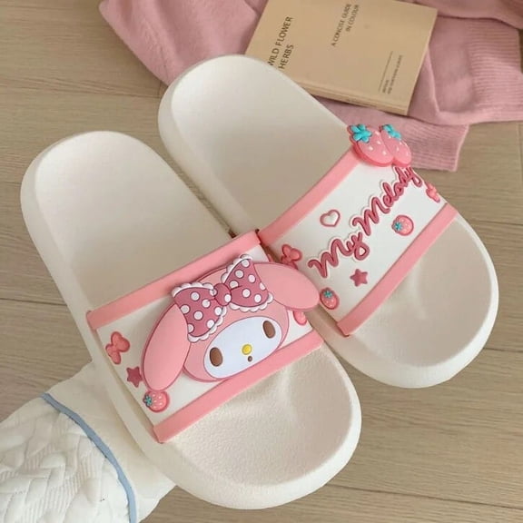 Sanrio New Slippers Hello Kitty Soft Cute Shoes Y2k Korean Style Summer Sandals Indoor Outdoor Beach Slipper Women Fashion Shoes