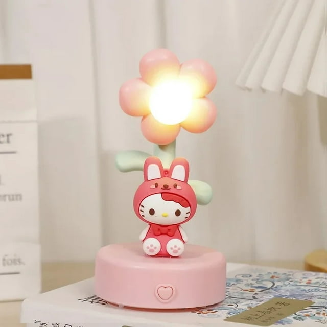 Sanrio Night Light Kuromi Hello Kitty Kawaii Sun Flower Modeling Desk ...