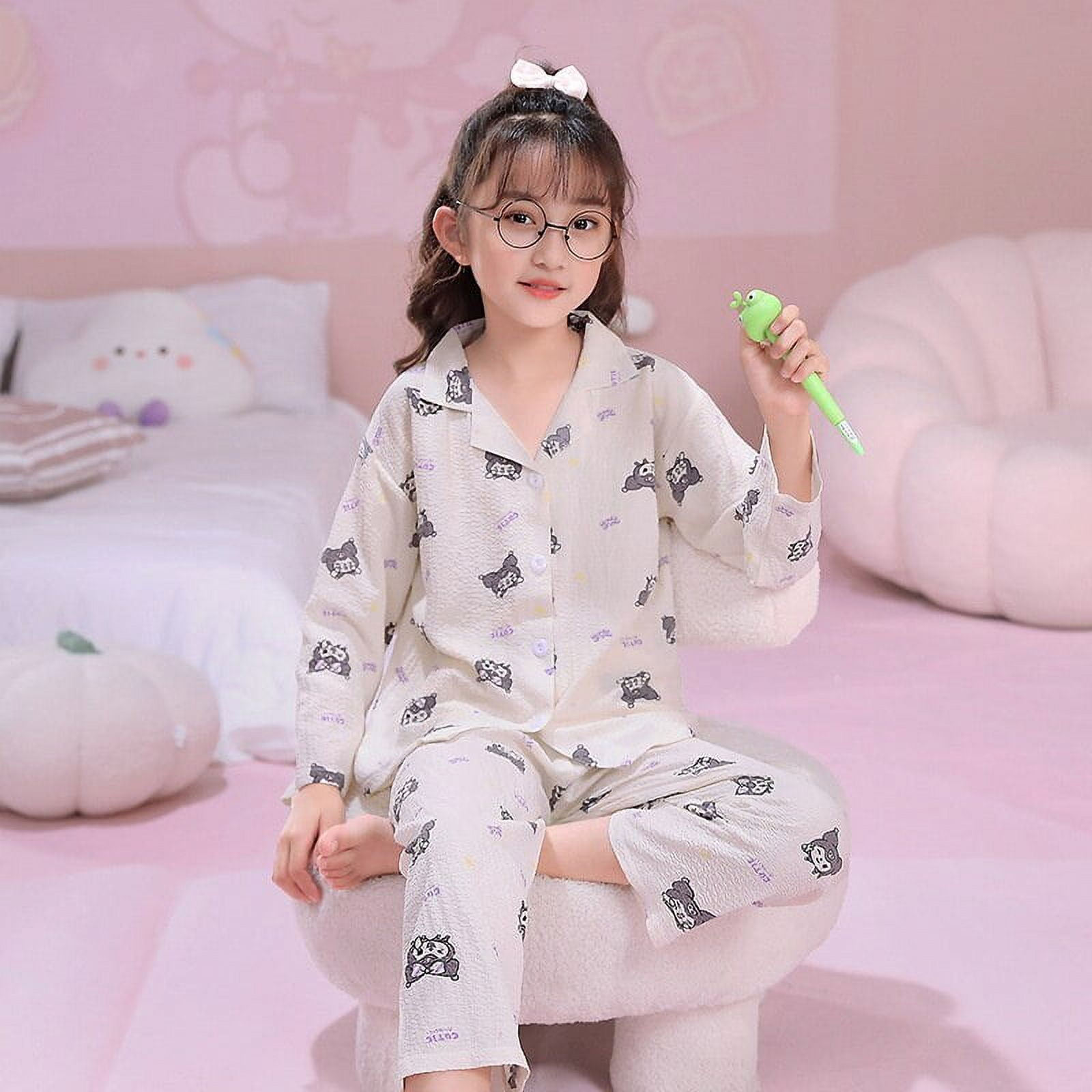Sanrio Pajama Sets Melody Kuromi Hello Kitty Cinnamoroll Kawaii Girls ...