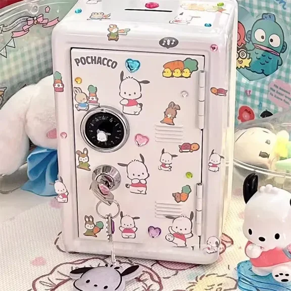 Sanrio Piggy Bank Cartoon Anime Hello Kitty Pochacco Cute Mini Key Safe Deposit Toys