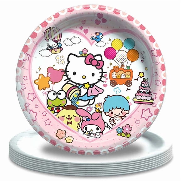 Sanrio Paper Plates Birthday Decorations Party Supplies Tableware Disposable Dinnerware