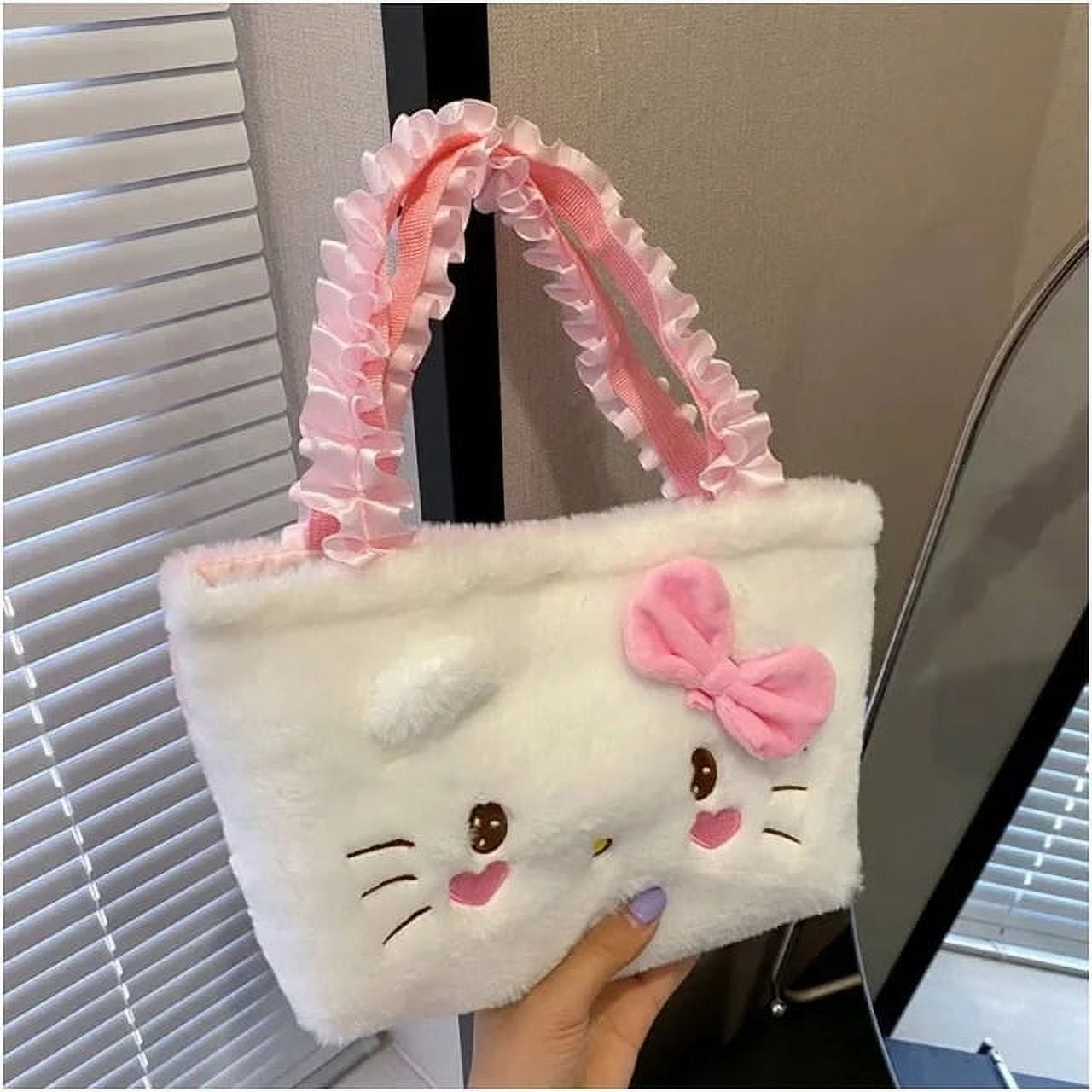 Sanrio Plush Cinnamoroll Hello Kitty Melody Kuromi Plushie Bag Pom