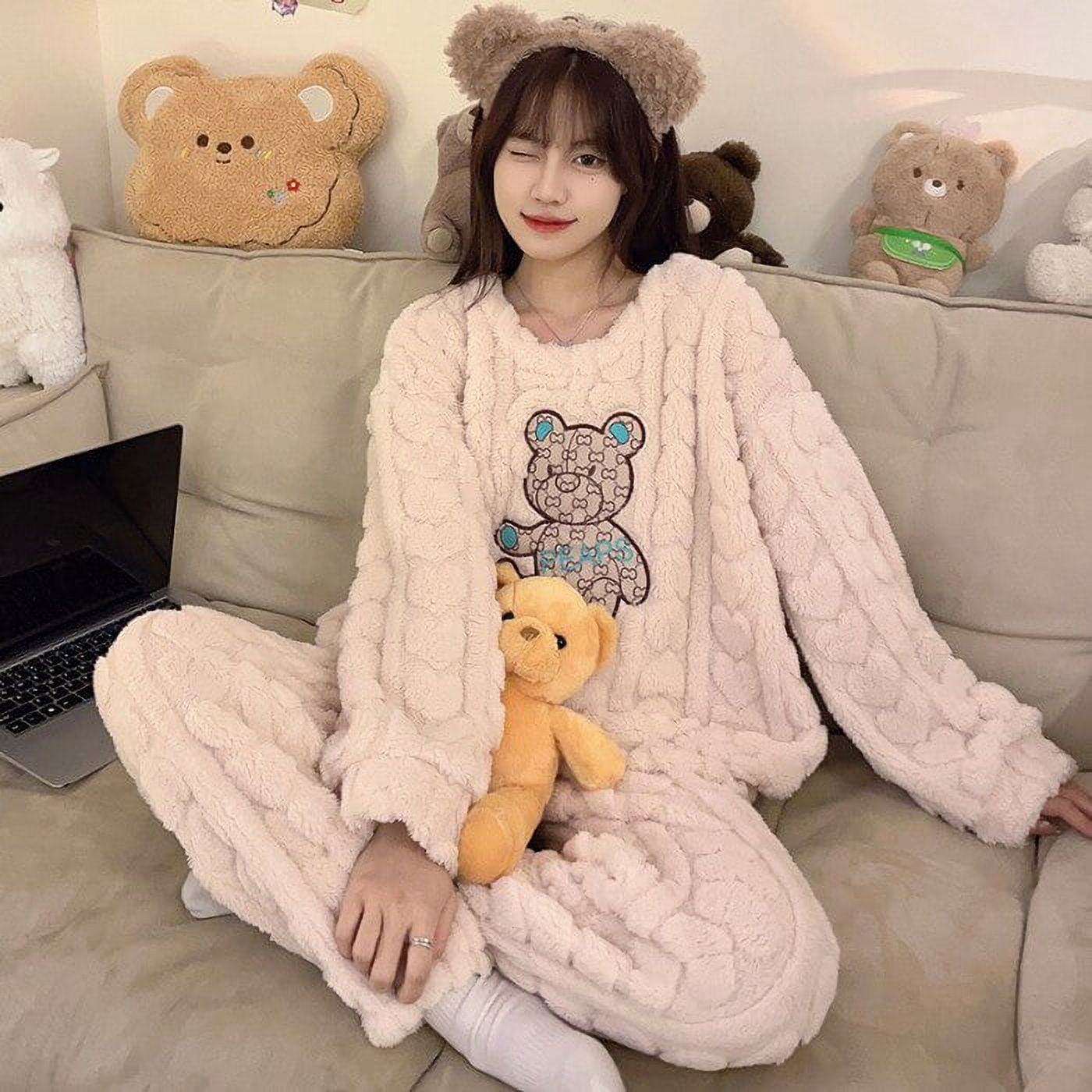 Sanrio Plush Plus Size Pajama Set Hello Kitty Cartoon Warm