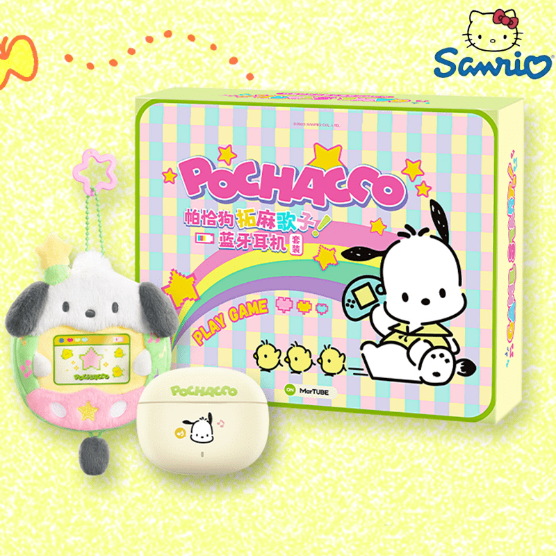 Auricolari Bluetooth Wireless Pochacco Con Ciondolo E Adesivi - Nuovi