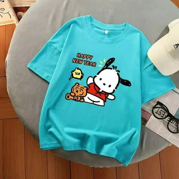 Sanrio Pochacco Graphic T Shirts Aesthetic Tops Harajuku Summer Oversized T Shirt Multicolor Gril Gothic Y2k Top Women Clothes
