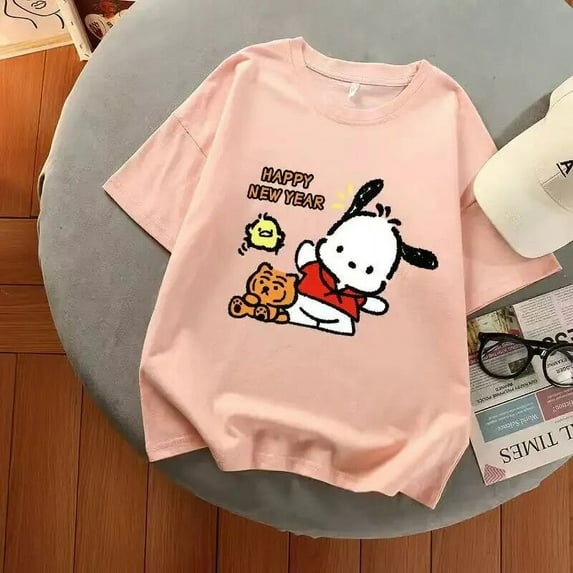 Sanrio Pochacco Graphic T Shirts Aesthetic Tops Harajuku Summer Oversized T Shirt Multicolor Gril Gothic Y2k Top Women Clothes