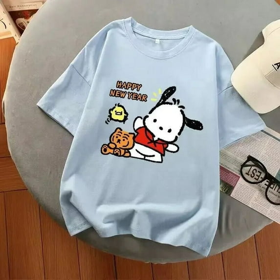 Sanrio Pochacco Graphic T Shirts Aesthetic Tops Harajuku Summer Oversized T Shirt Multicolor Gril Gothic Y2k Top Women Clothes