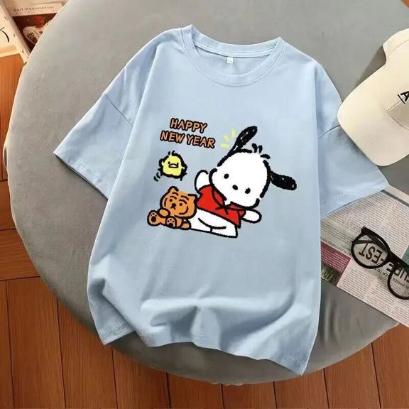 Sanrio Pochacco Graphic T Shirts Aesthetic Tops Harajuku Summer Oversized T Shirt Multicolor Gril Gothic Y2k Top Women Clothes