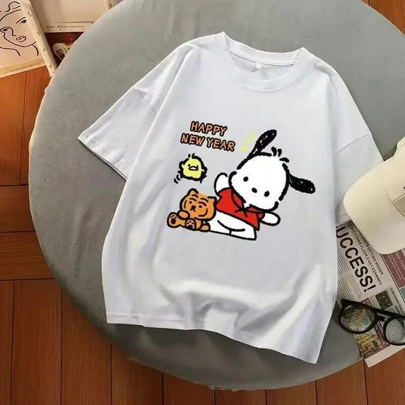 Sanrio Pochacco Graphic T Shirts Aesthetic Tops Harajuku Summer Oversized T Shirt Multicolor Gril Gothic Y2k Top Women Clothes