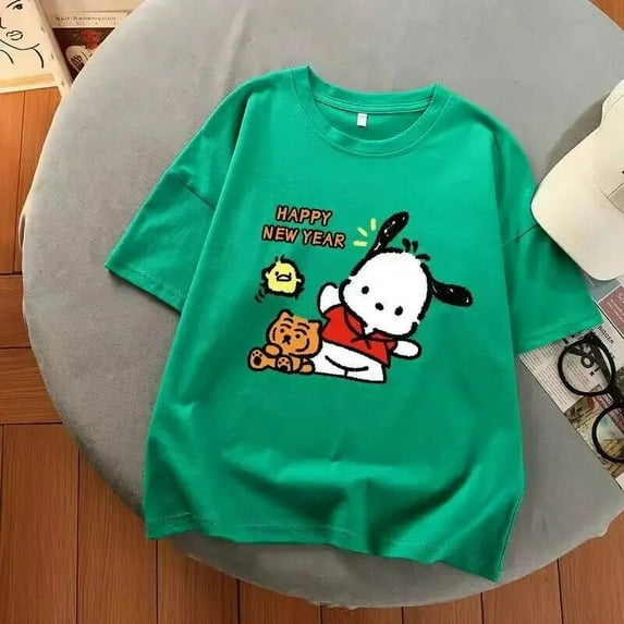 Sanrio Pochacco Graphic T Shirts Aesthetic Tops Harajuku Summer Oversized T Shirt Multicolor Gril Gothic Y2k Top Women Clothes