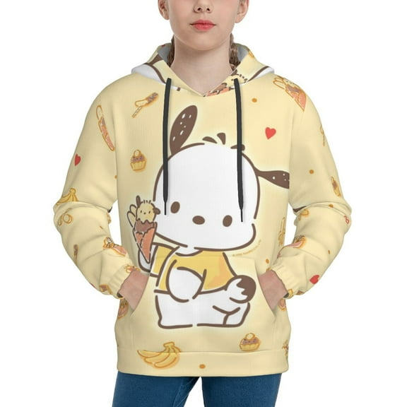 Sanrio Pochacco Kids' Hoodie 3d Print Sweatshirt Soft Pullover Hooded With Big Pockets Fans Gifts For Boys Or Girls Medium