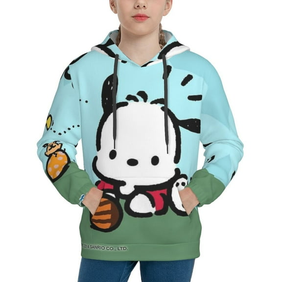 Sanrio Pochacco Kids' Hoodie 3d Print Sweatshirt Soft Pullover Hooded With Big Pockets Fans Gifts For Boys Or Girls Small