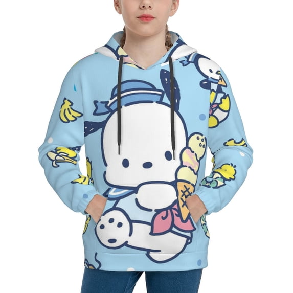 Sanrio Pochacco Kids' Hoodie 3d Print Sweatshirt Soft Pullover Hooded With Big Pockets Fans Gifts For Boys Or Girls Small
