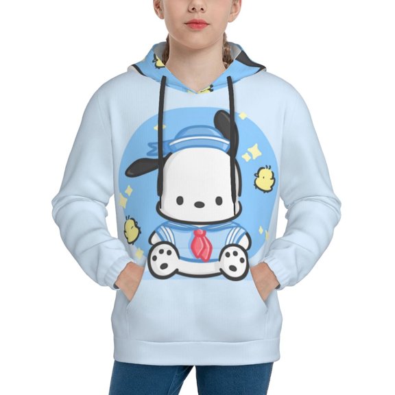 Sanrio Pochacco Kids' Hoodie 3d Print Sweatshirt Soft Pullover Hooded With Big Pockets Fans Gifts For Boys Or Girls Small