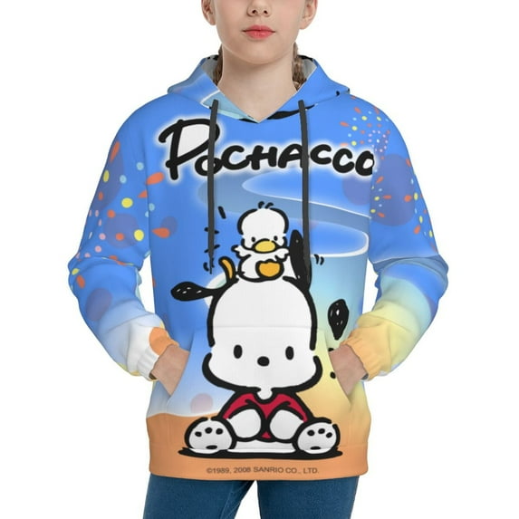Sanrio Pochacco Kids' Hoodie 3d Print Sweatshirt Soft Pullover Hooded With Big Pockets Fans Gifts For Boys Or Girls Small