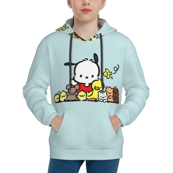 Sanrio Pochacco Kids' Hoodie 3d Print Sweatshirt Soft Pullover Hooded With Big Pockets Fans Gifts For Boys Or Girls Small