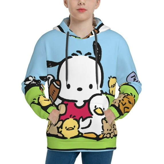 Sanrio Pochacco Kids' Hoodie 3d Print Sweatshirt Soft Pullover Hooded With Big Pockets Fans Gifts For Boys Or Girls Small