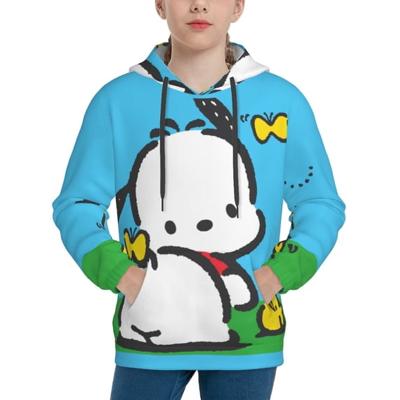 Sanrio Pochacco Kids' Hoodie 3d Print Sweatshirt Soft Pullover Hooded With Big Pockets Fans Gifts For Boys Or Girls Small