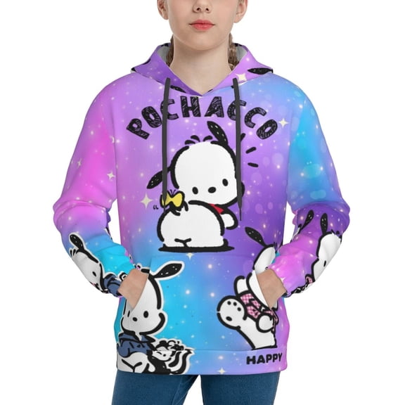 Sanrio Pochacco Kids' Hoodie 3d Print Sweatshirt Soft Pullover Hooded With Big Pockets Fans Gifts For Boys Or Girls Small