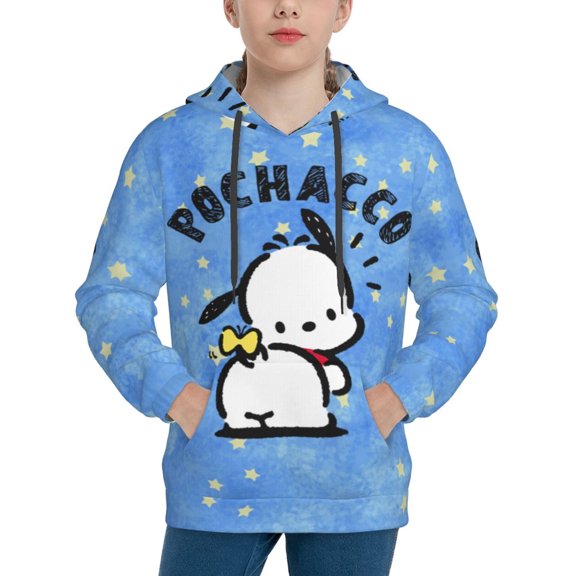 Sanrio Pochacco Kids' Hoodie 3d Print Sweatshirt Soft Pullover Hooded With Big Pockets Fans Gifts For Boys Or Girls X-Large