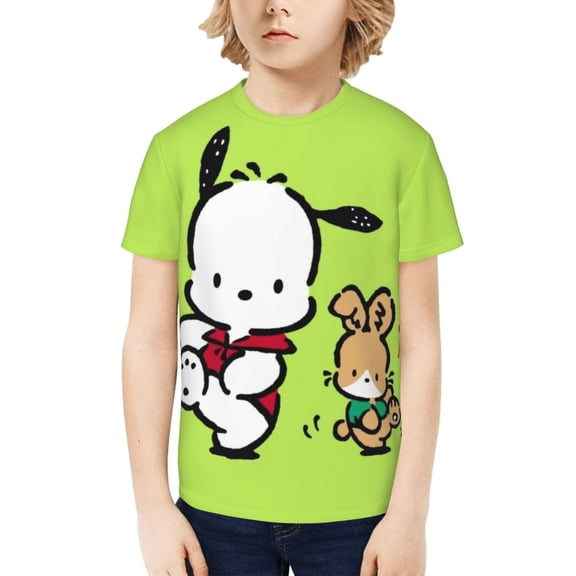 Sanrio Pochacco Kids T-Shirt 3d Printed Graphic T-Shirts Boys And Girls Short Sleeve Shirts For Youth Kids Medium