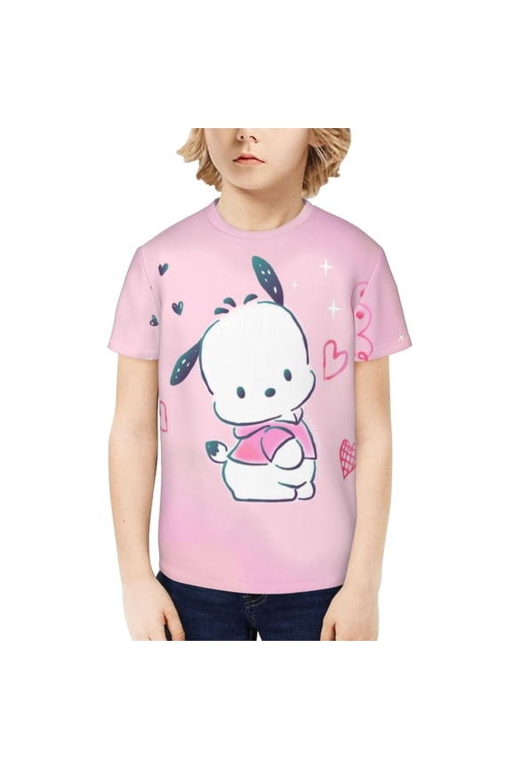 Sanrio Pochacco Kids T-Shirt 3d Printed Graphic T-Shirts Boys And Girls Short Sleeve Shirts For Youth Kids Medium