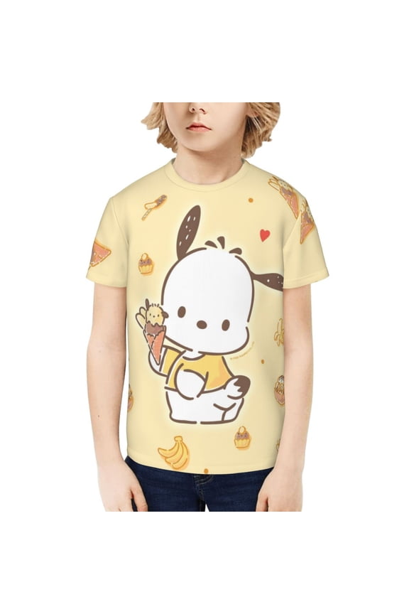 Sanrio Pochacco Kids T-Shirt 3d Printed Graphic T-Shirts Boys And Girls Short Sleeve Shirts For Youth Kids X-Small