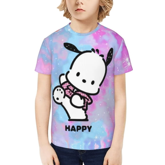 Sanrio Pochacco Kids T-Shirt 3d Printed Graphic T-Shirts Boys And Girls Short Sleeve Shirts For Youth Kids X-Small