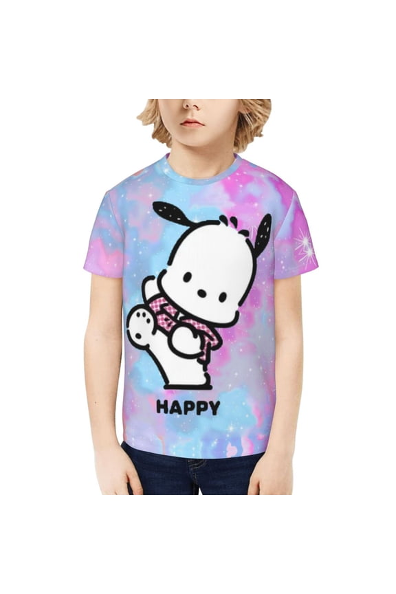 Sanrio Pochacco Kids T-Shirt 3d Printed Graphic T-Shirts Boys And Girls Short Sleeve Shirts For Youth Kids X-Small