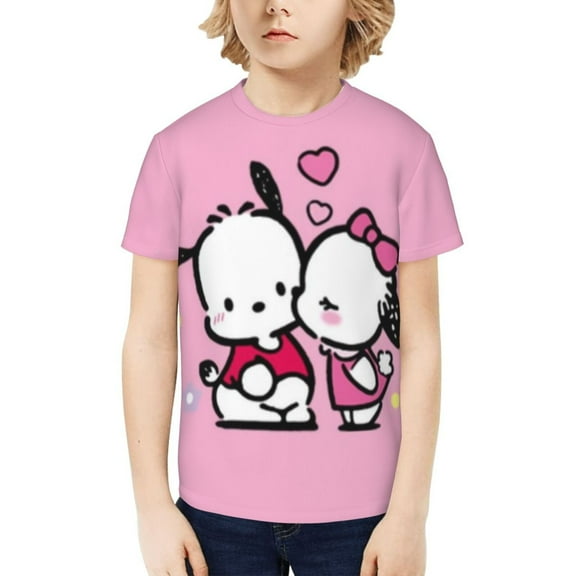 Sanrio Pochacco Kids T-Shirt 3d Printed Graphic T-Shirts Boys And Girls Short Sleeve Shirts For Youth Kids X-Small
