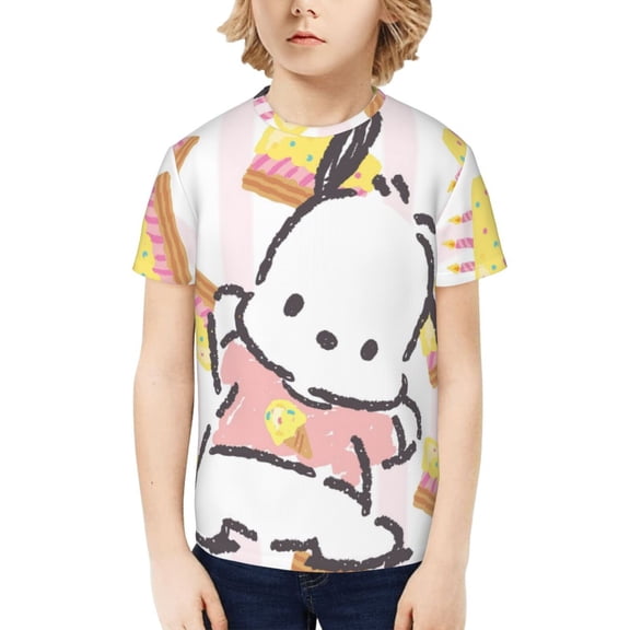 Sanrio Pochacco Kids T-Shirt 3d Printed Graphic T-Shirts Boys And Girls Short Sleeve Shirts For Youth Kids X-Small