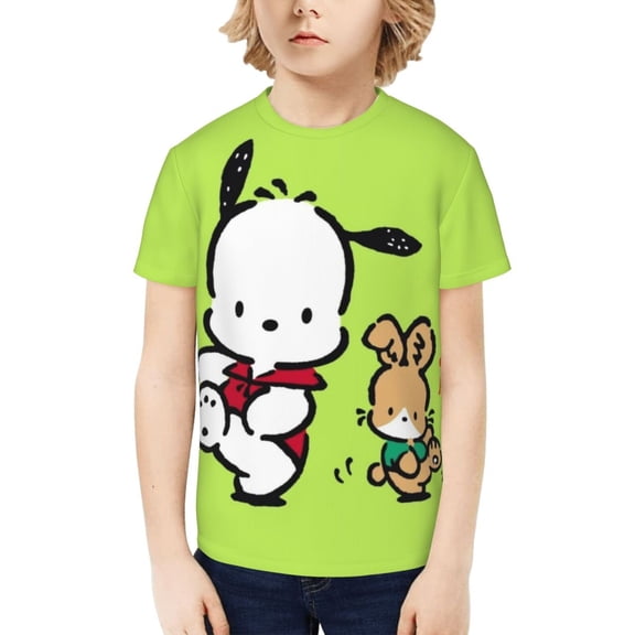 Sanrio Pochacco Kids T-Shirt 3d Printed Graphic T-Shirts Boys And Girls Short Sleeve Shirts For Youth Kids X-Small