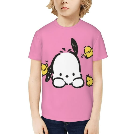Sanrio Pochacco Kids T-Shirt 3d Printed Graphic T-Shirts Boys And Girls Short Sleeve Shirts For Youth Kids X-Small