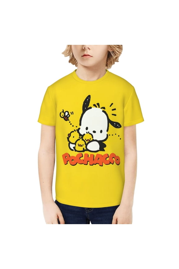 Sanrio Pochacco Kids T-Shirt 3d Printed Graphic T-Shirts Boys And Girls Short Sleeve Shirts For Youth Kids X-Small