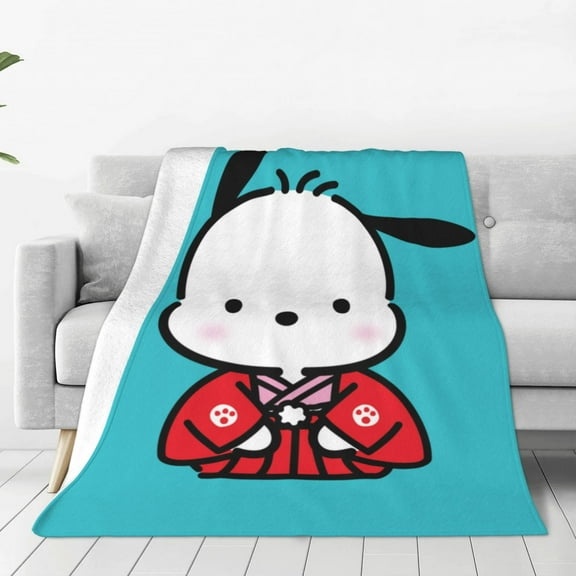 Sanrio Pochacco Throw Blanket Couch Bed Sofa Soft Lightweight Warm Cozy Flannel Fleece Bed Blanket For Kids Adults Gift Multiple Sizes Available 40"X30"
