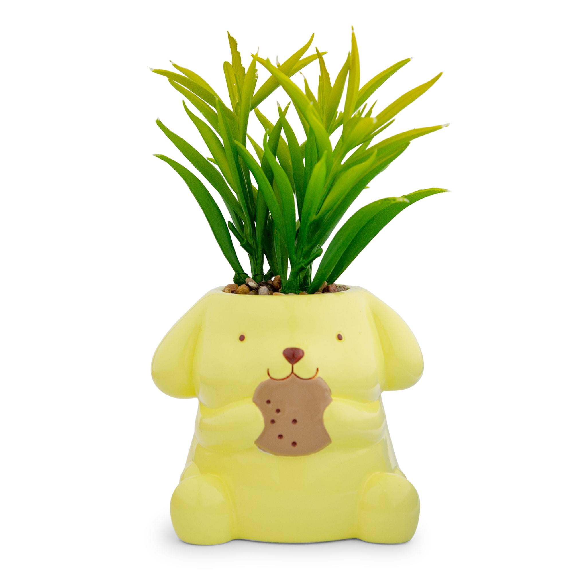 Sanrio Pompompurin 3-Inch Ceramic Mini Planter With Artificial