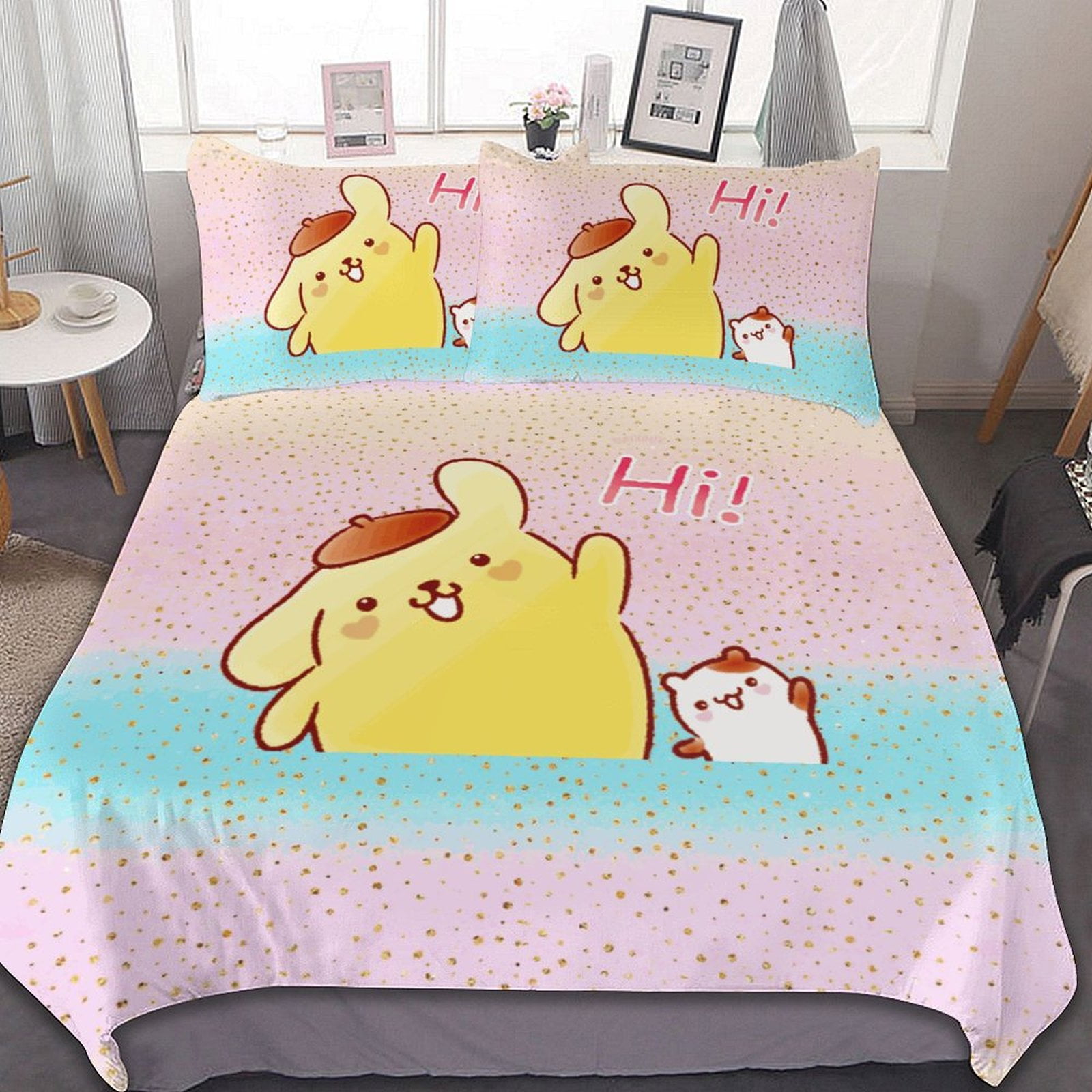 Sanrio Pompompurin Bed Duvet Cover Microfiber Bedding Sets 3D Printed ...