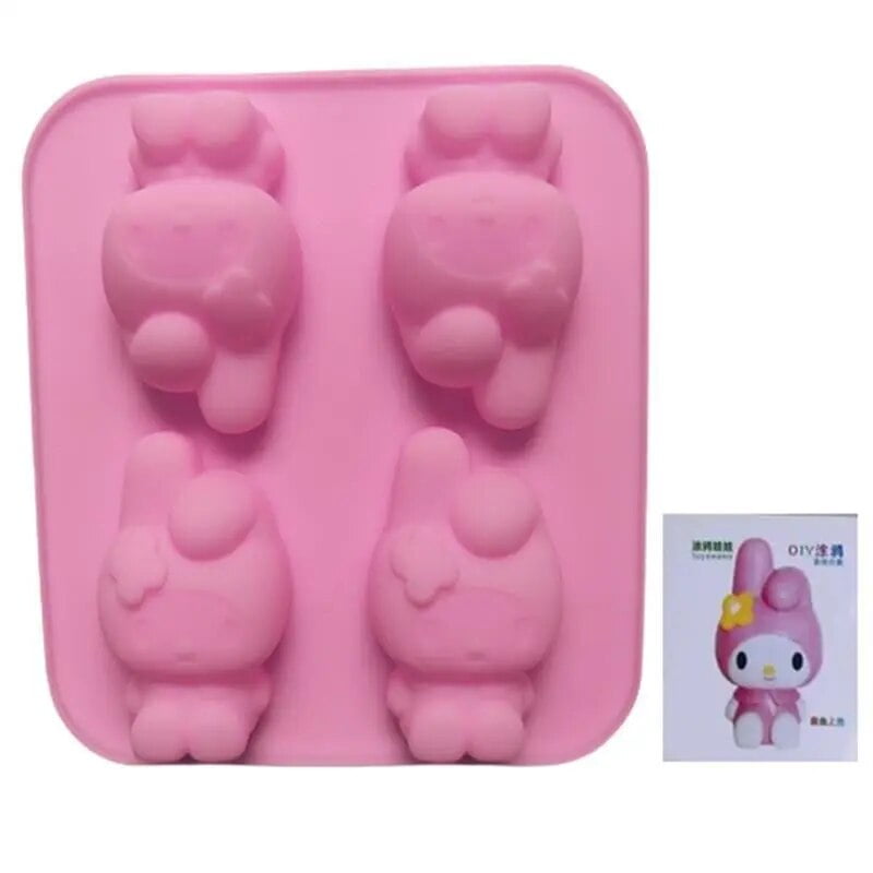 Sanrio Silicone Mold Hello Kitty Kuromi Cinnamoroll My Melody Cute Cartoon Ice Cream Chocolate