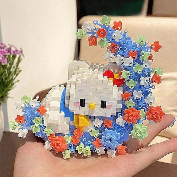 Sanrio Splicing Block Toys Anime Hello Kitty Flower Moon Series Building Block Model Assembled Toys Kawaii Desktop Decor Gifts