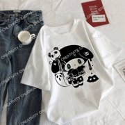 Sanrio T-shirt Women Cotton Y2K Anime Dark Kuromi Tees Shirts Kawaii Cartoons Casual Clothes Harajuku Oversized Streetwear Tops
