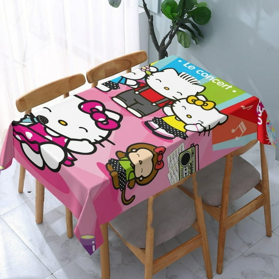 Sanrio Tablecloth for Hello Kitty Cute Funny Washable Cotton Square Softfor Kitchen & Table Linens 5570.9 in
