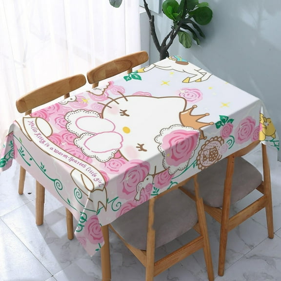 Sanrio Tablecloth for Hello Kitty Washable Cotton Square Cute Funny Softfor Kitchen & Table Linens 5570.9 in